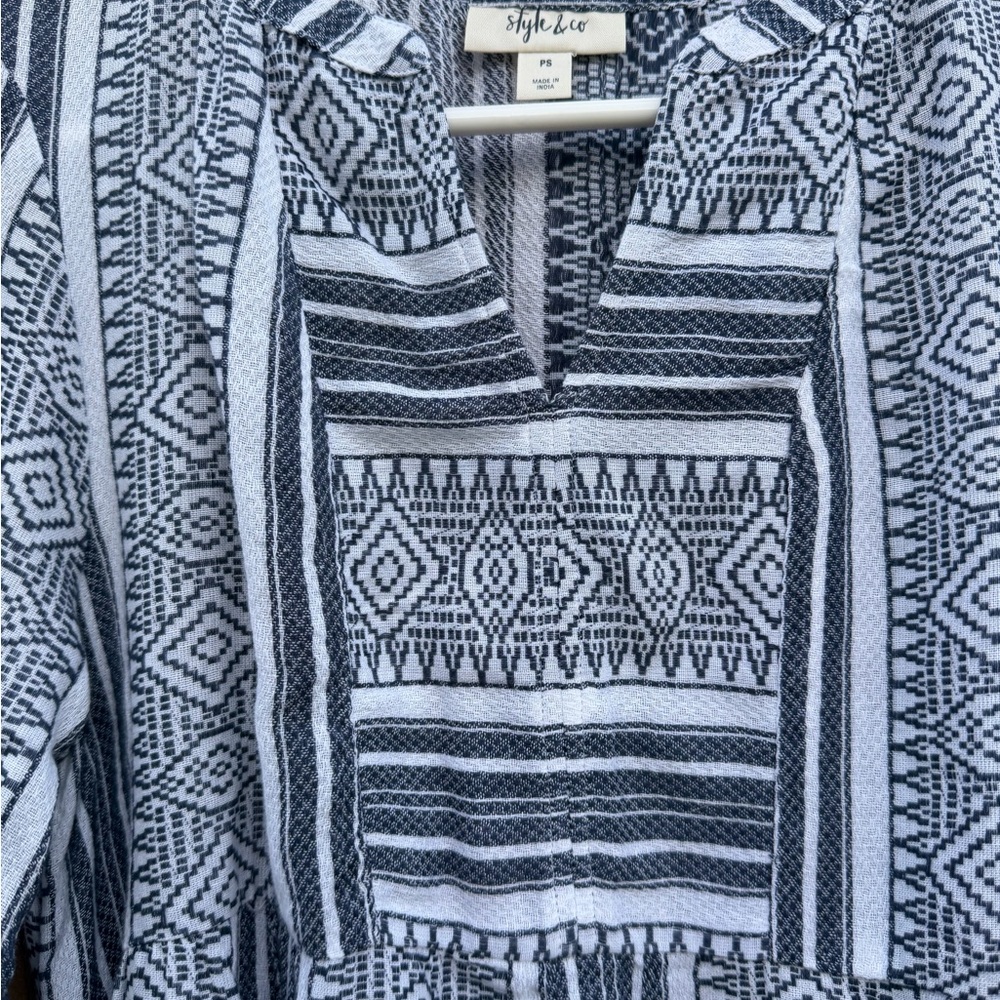 NWT style&Co petite S in Blue and White Patterned Dress - Picture 3 of 10